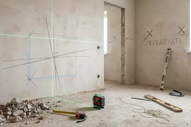 Типовые ошибки разметки стен перед отделкой