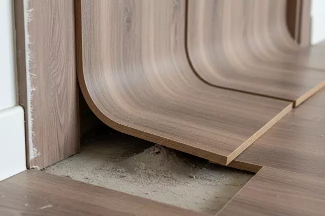 Вздутие ламината из-за неровного основания