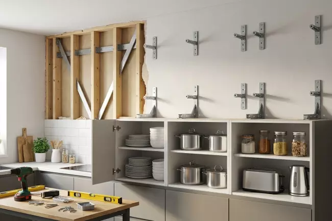 Надёжное усиление стен под навесные шкафы