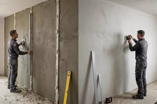 Контроль качества выравнивания стен по маякам