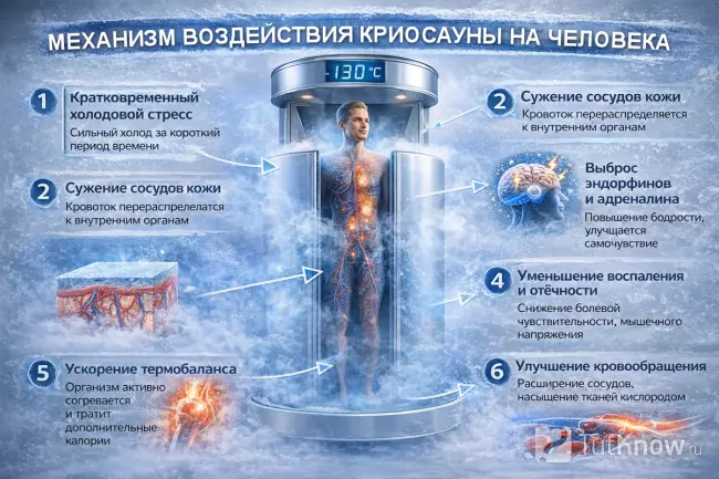 Механизм воздействия криосауны на организм человека