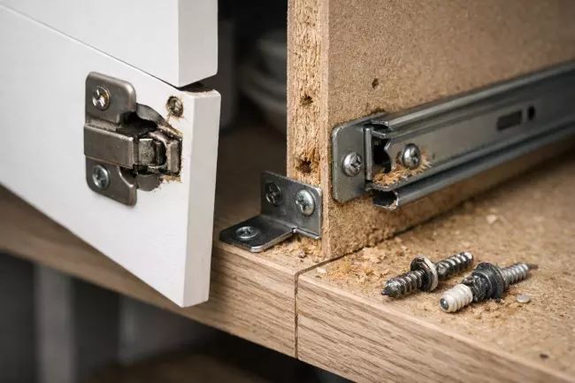 Качество петель, направляющих и креплений мебели