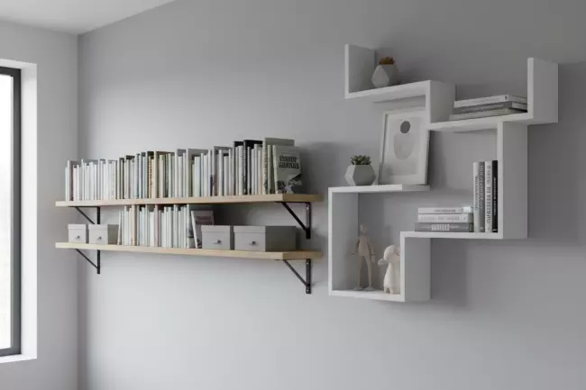 Выбор формы и длины полки для книг и декора