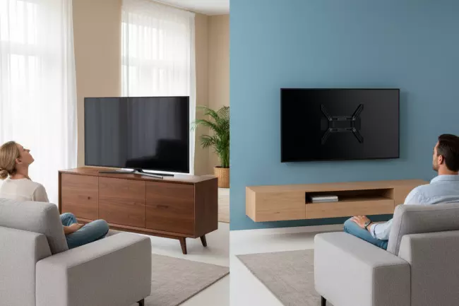 Оптимальная высота телевизора относительно тумбы