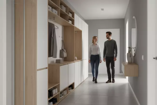 Неглубокие системы хранения для узкой прихожей