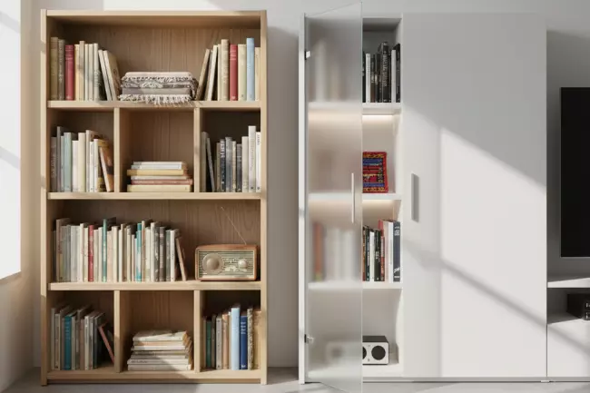 Практичность открытого и закрытого стеллажа