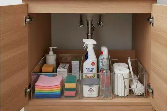 Выбор мебели для ванной: безопасное хранение химии