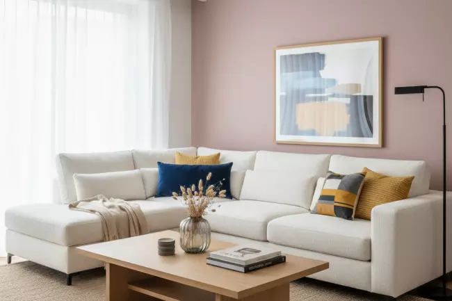 Нейтральная мебель и акценты в интерьере