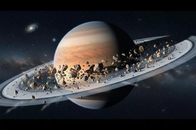 Образование колец Сатурна из разрушенного спутника