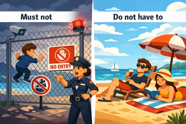 Разница must not и do not have to