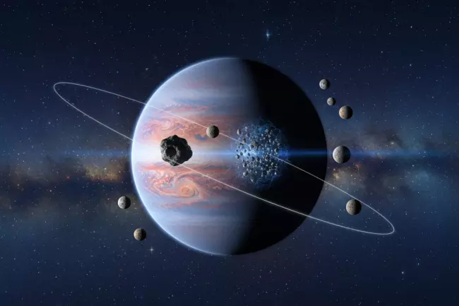 Захват астероидов планетами и формирование спутников