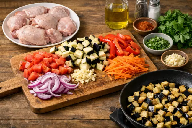 Борани с курицей и овощами рецепт