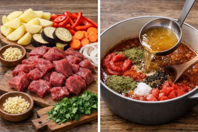 Пошаговый рецепт чанахи с мясом и овощами