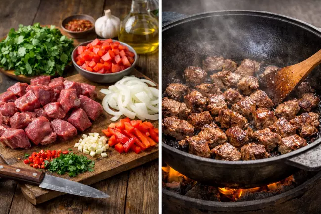 Чашушули из говядины в казане по-грузински