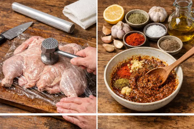 Подготовка цыплёнка табака по-грузински