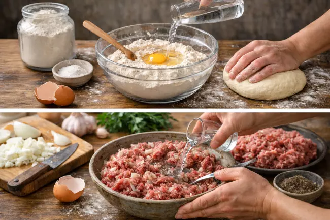 Пошаговый рецепт хинкали с говядиной и свининой