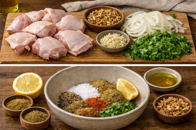 Курица с кинзой и чесноком по-грузински