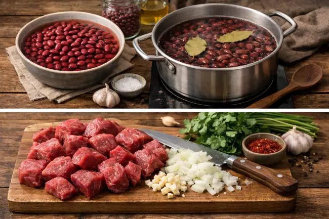 Лобио с мясом и специями рецепт