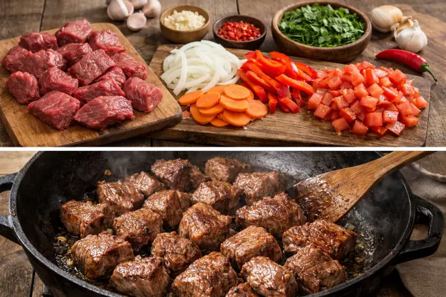Тушёное мясо по-грузински с овощами