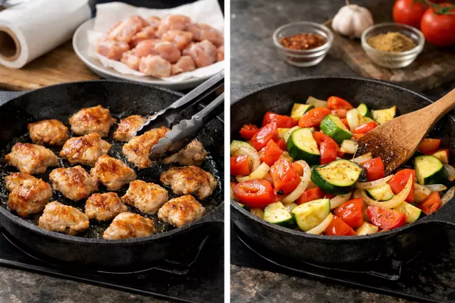 Чашушули из курицы на сковороде