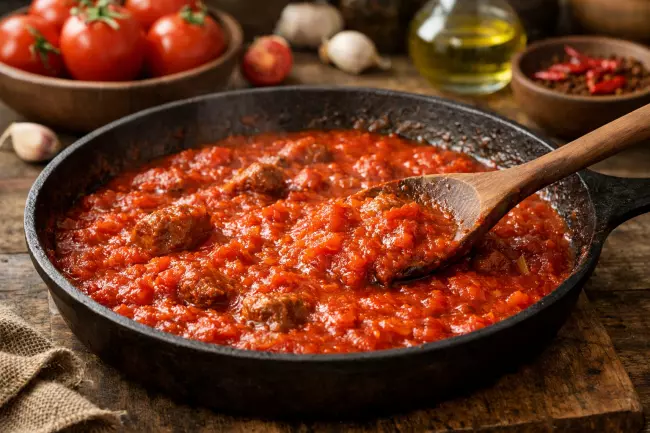 Чашушули из говядины в густом томатном соусе