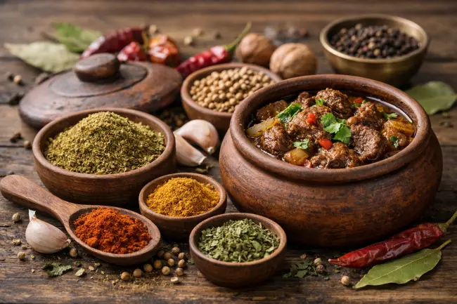 Жаркое из говядины по-грузински в горшочках