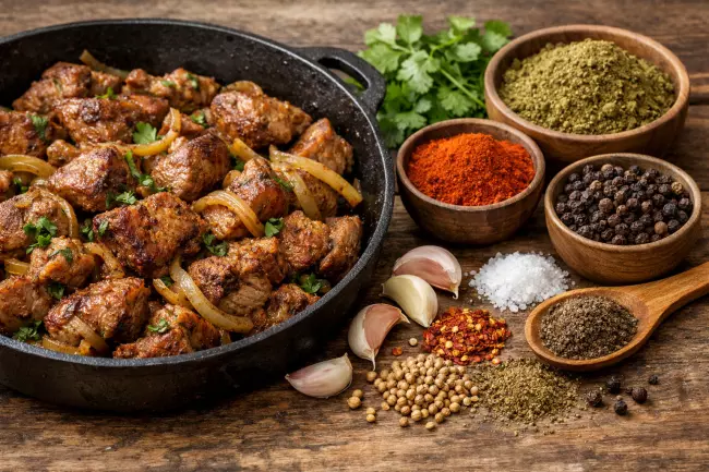 Свинина по-грузински с луком и специями