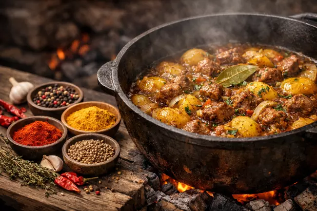 Мясо по-грузински в казане с картофелем