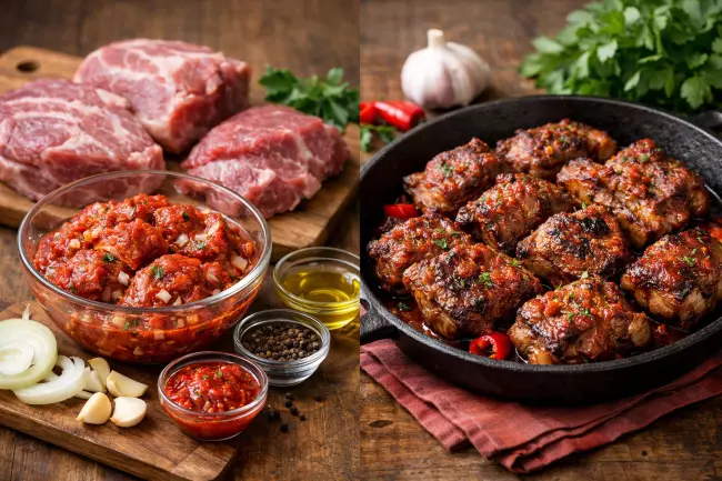 Мясо по-грузински в острой аджике