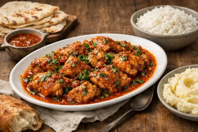 Курица по-грузински в пряном соусе с кинзой