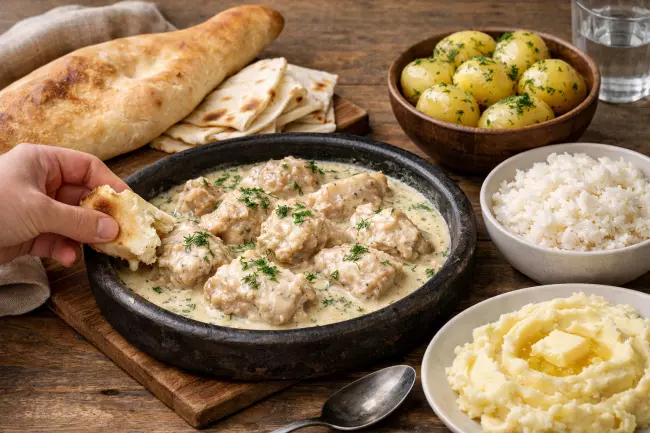 Шкмерули из курицы с традиционными гарнирами