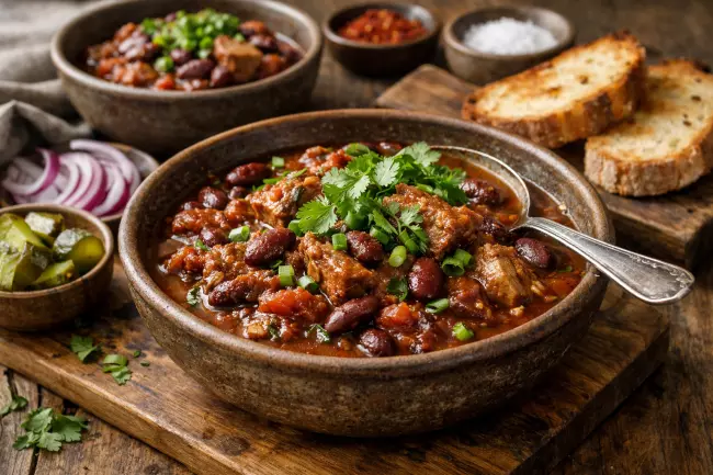 Лобио с мясом и ароматными специями