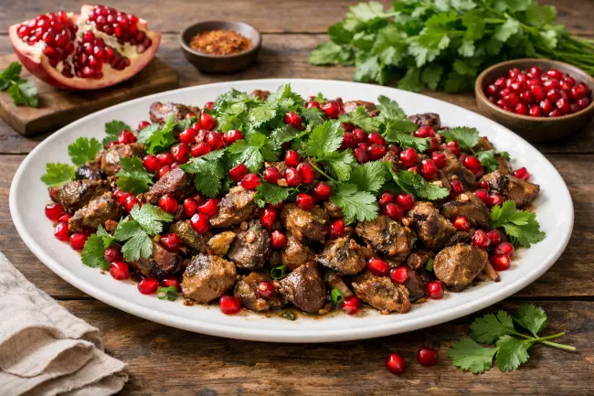 Кучмачи по-грузински с гранатом и зеленью