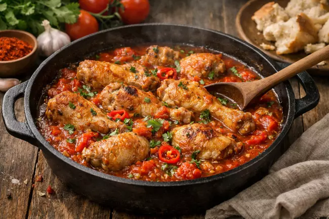 Курица по-грузински в томатно-чесночном соусе