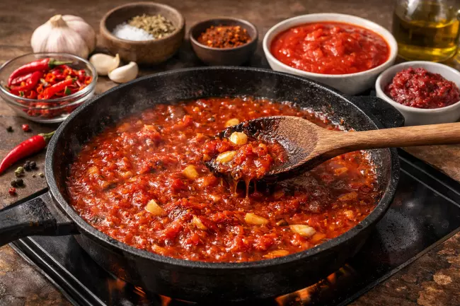 Курица в аджике по-грузински на сковороде