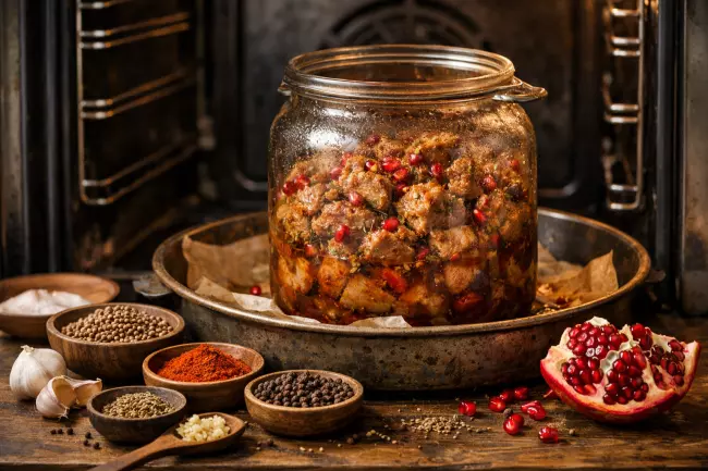 Свинина с гранатом, запеченная в банке