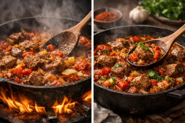 Тушёное мясо с овощами по-грузински