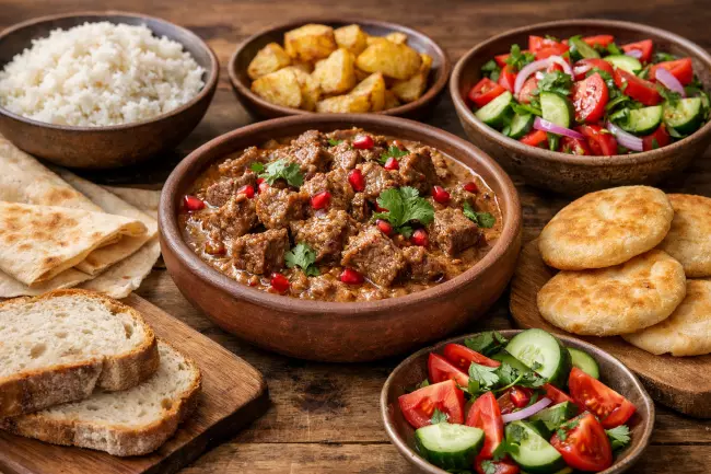 Говядина с орехами по-грузински и гарнир