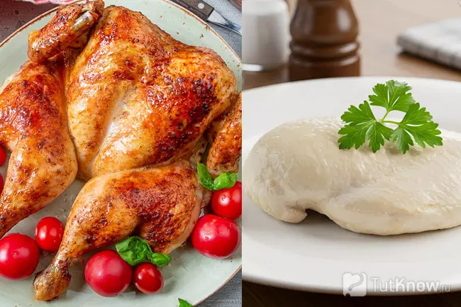 Курица запеченная и отваренная