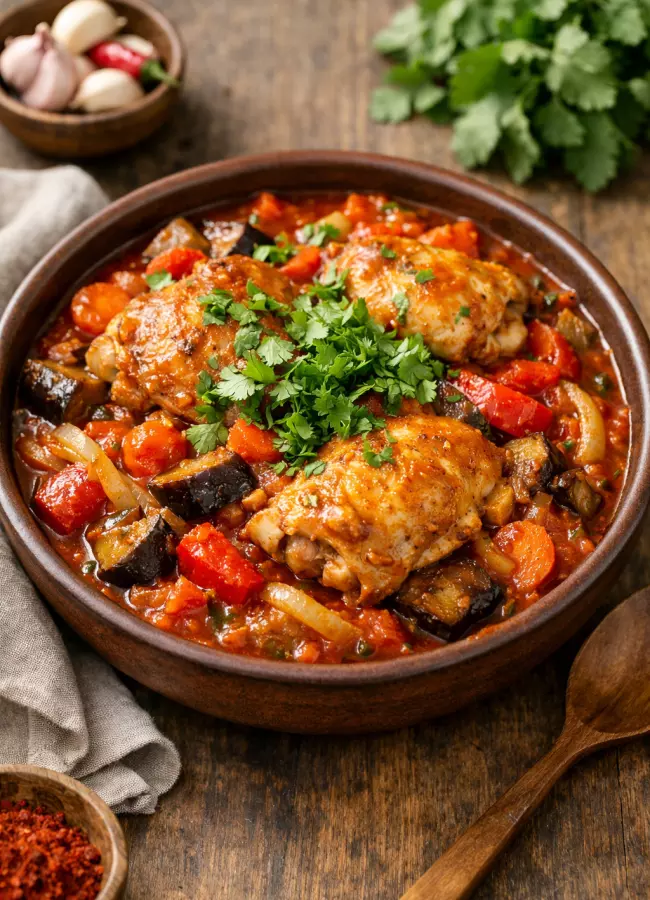 Борани с курицей и овощами по-грузински