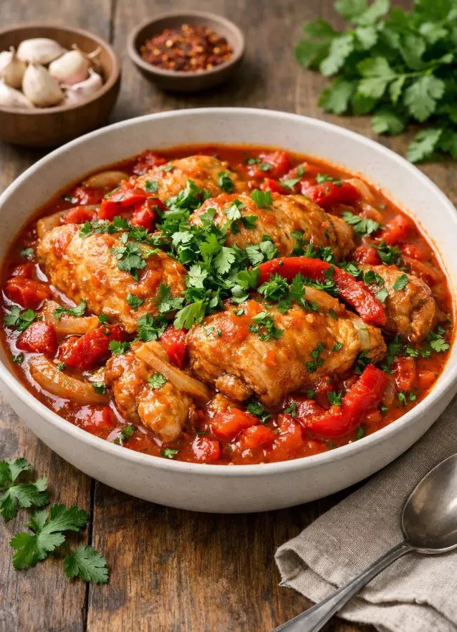 Чахохбили из курицы без вина с томатами