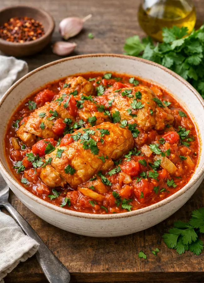 Классическое чахохбили с курицей и томатами