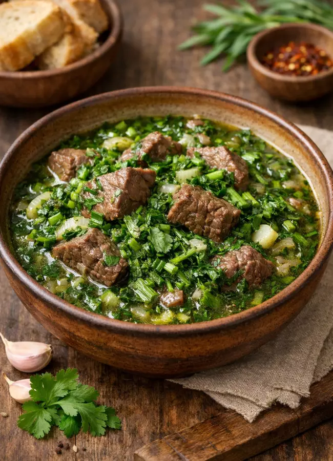 Чакапули с говядиной и зеленью по-грузински
