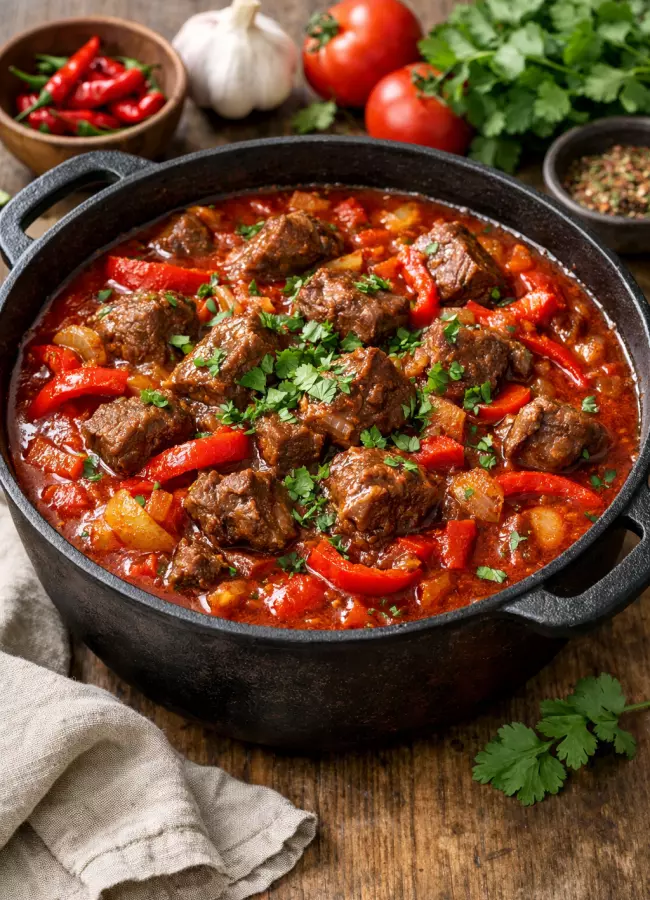 Чашушули из говядины в казане по-грузински