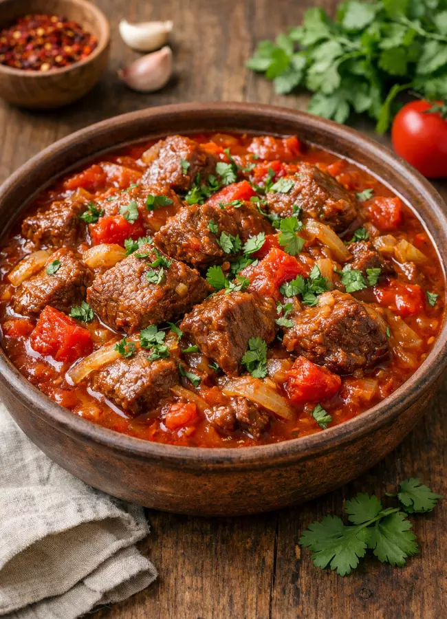 Говядина по-грузински с луком и специями