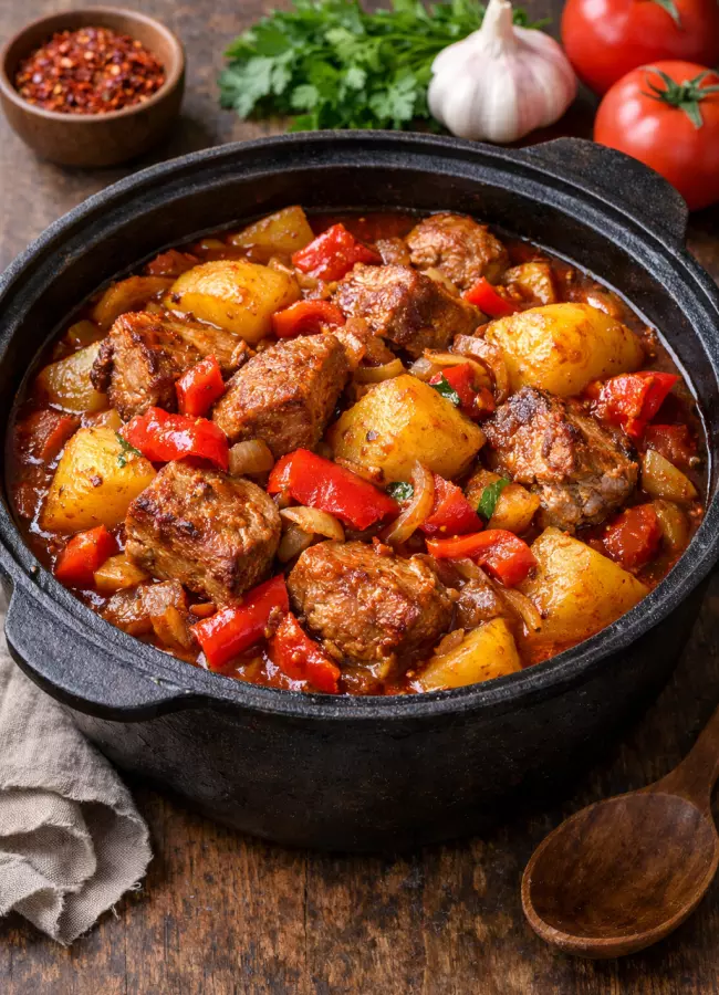 Мясо по-грузински в казане с картофелем
