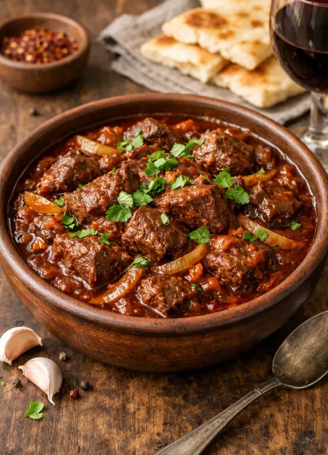 Мясо по-грузински в вине с пряностями