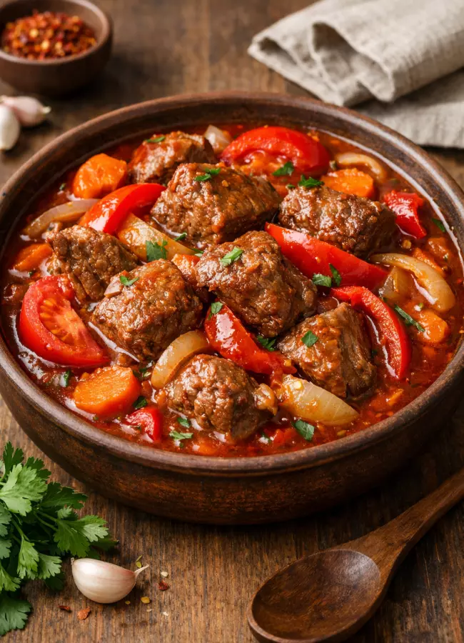 Тушёное мясо с овощами по-грузински