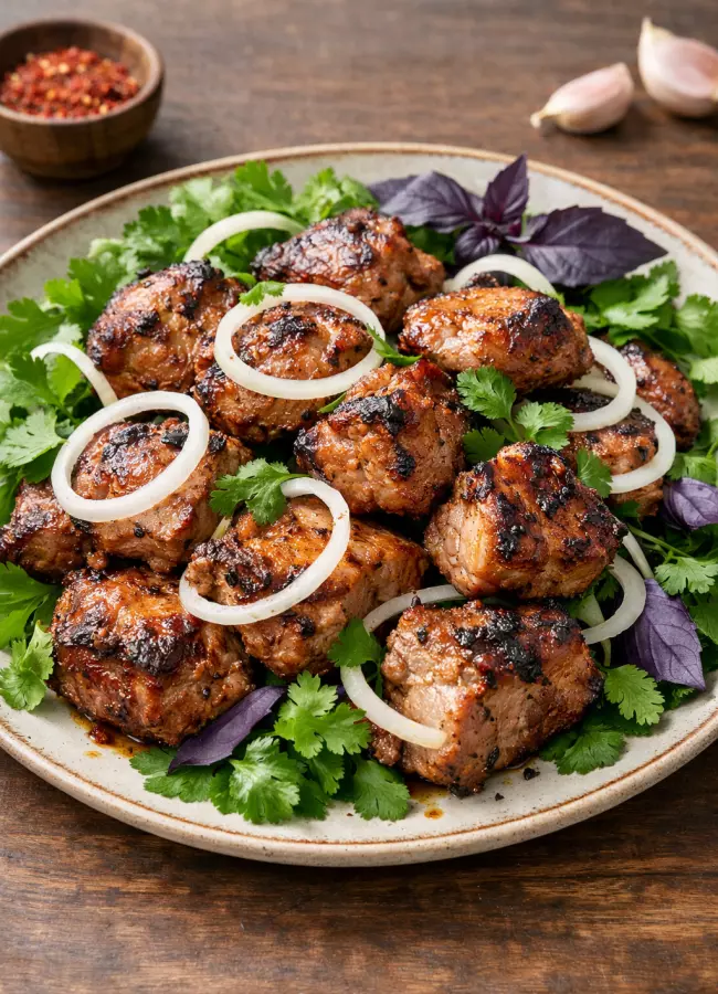 Шашлык по-грузински из свинины мцвади