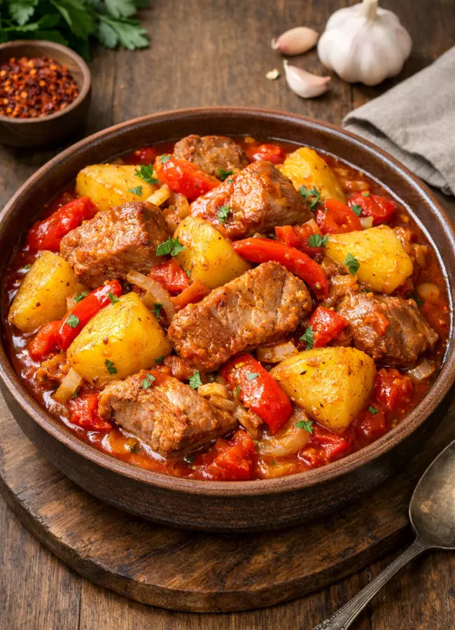 Жаркое по-грузински из свинины с картофелем